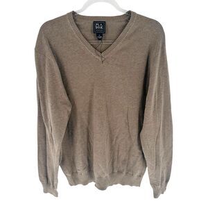 Jos A Bank Traveler Sweater Mens XL Brown V Neck Pullover Pima Cotton Office NEW